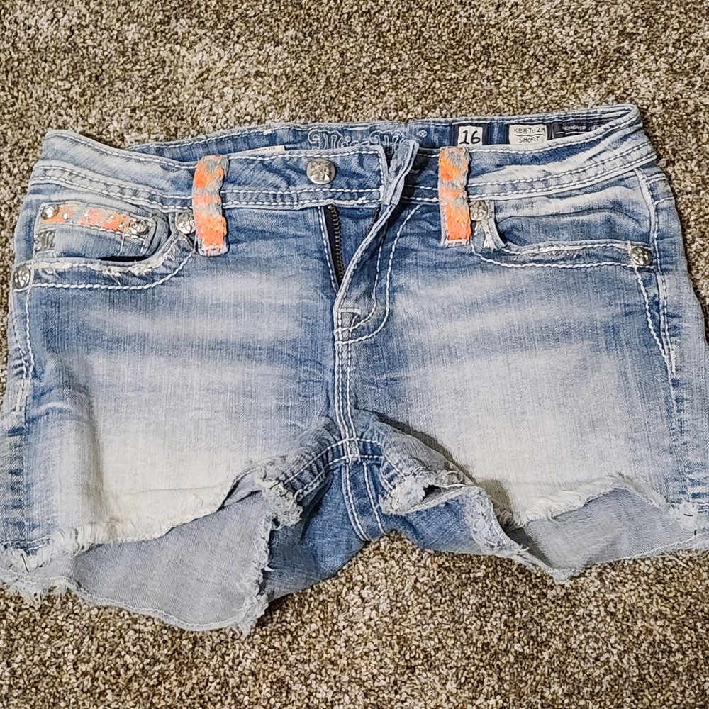 Miss Me Blue Distressed Denim Shorts